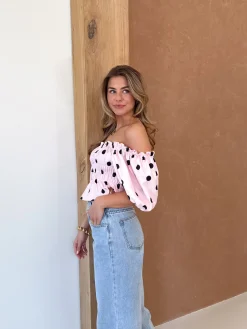 Abby polkadots top roze