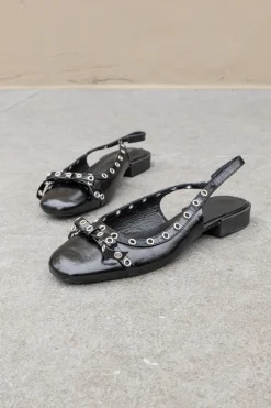 Ballerina slingback studs zwart