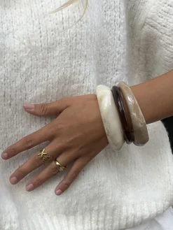 Bangle armband set beige