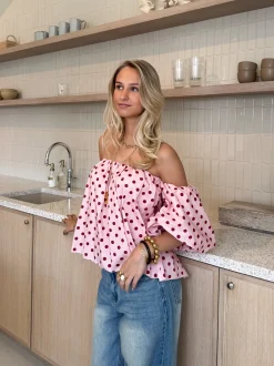 Bibi polkadots top pink