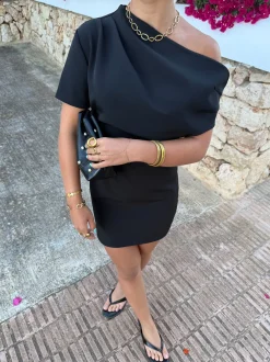 Black dress off shoulder