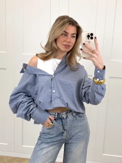 Blouse Lilianne blauw geruit