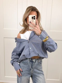 Blouse Lilianne blauw geruit