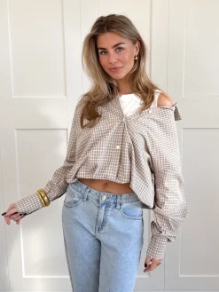 Blouse Lilianne bruin geruit