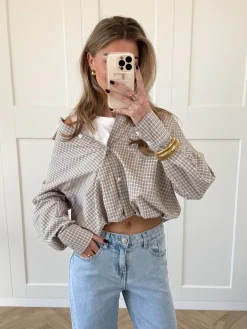Blouse Lilianne bruin geruit