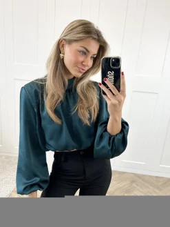 Blouse satin Nora groen