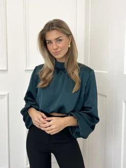 Blouse satin Nora groen