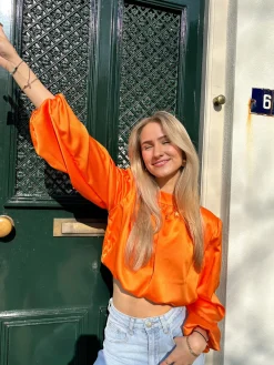 Blouse satin Nora oranje