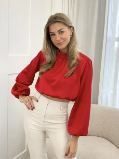 Blouse satin Nora rood