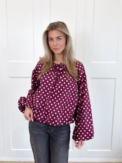 Bordeaux polkodots top Isaline