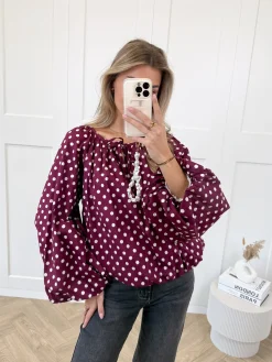 Bordeaux polkodots top Isaline