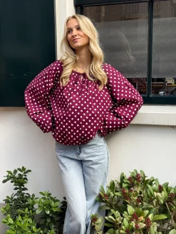 Bordeaux polkodots top Isaline