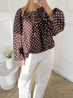 Bruine polkodots top Isaline