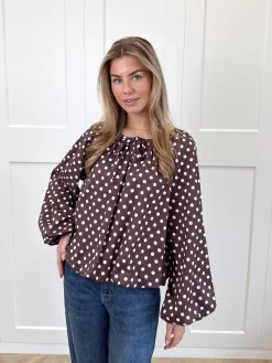 Bruine polkodots top Isaline
