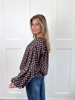 Bruine polkodots top Isaline