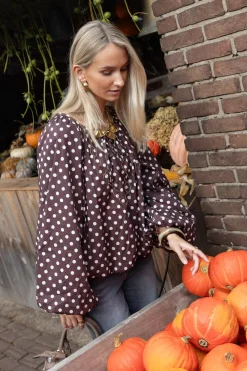 Bruine polkodots top Isaline