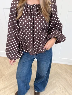 Bruine polkodots top Isaline