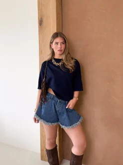 Denim short blauw