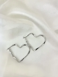 Earring rainbow heart zilver