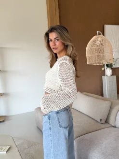 Gehaakte top Lara beige