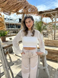 Gehaakte top Lara beige