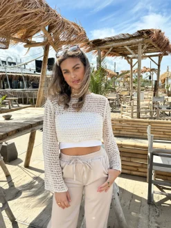 Gehaakte top Lara beige