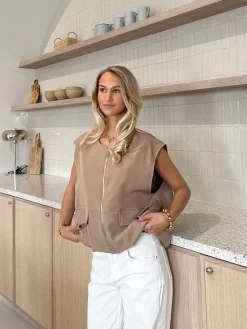 Gilet Esra camel