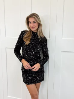 Glitter jurk Annebel zwart