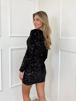 Glitter jurk Lisanne zwart