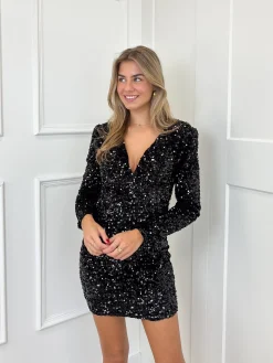 Glitter jurk Lisanne zwart