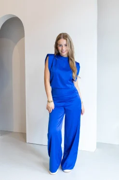 Jumpsuit satin Lily blauw