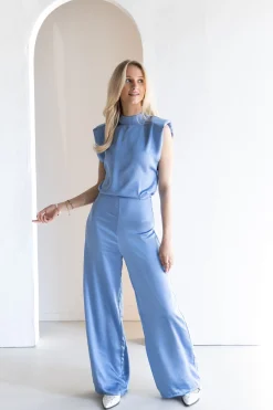 Jumpsuit satin Lily light blue