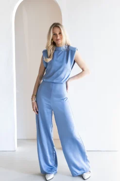 Jumpsuit satin Lily light blue