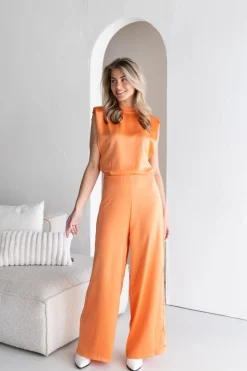 Jumpsuit satin Lily oranje