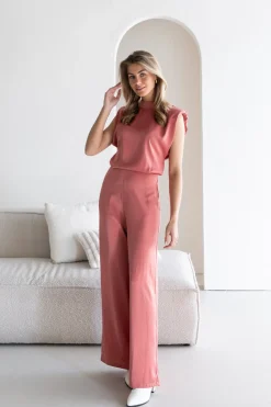Jumpsuit satin Lily roze