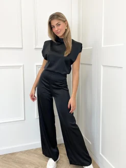 Jumpsuit satin Lily zwart