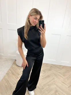 Jumpsuit satin Lily zwart