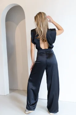 Jumpsuit satin Lily zwart