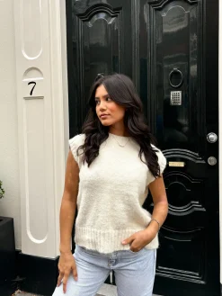 Knit top open back Emily beige