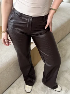 Leather broek Elina bruin