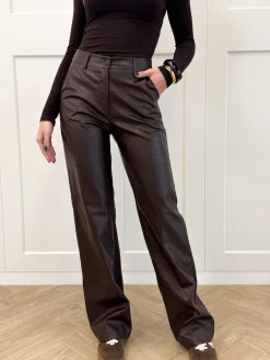 Leather broek Elina bruin