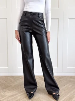 Leather broek Yoanna zwart