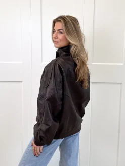 Leer look jacket Amelia bruin