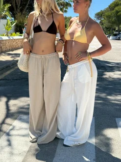 Linnen broek Lua taupe