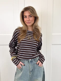 Longsleeve Sophie bruin/blauw