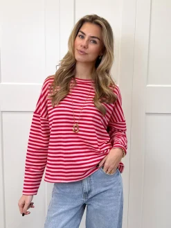 Longsleeve Sophie roze/rood
