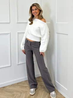 Low waist pantalon Anouk grijs