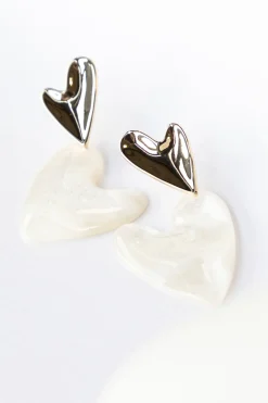 Oorbel pearl white heart
