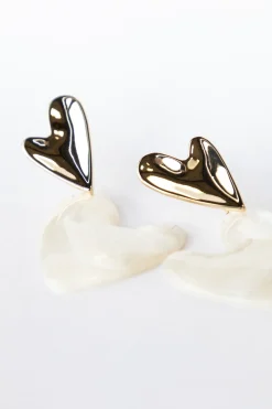 Oorbel pearl white heart