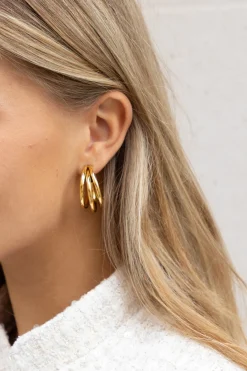 Oorbel Triple Hoop Goud